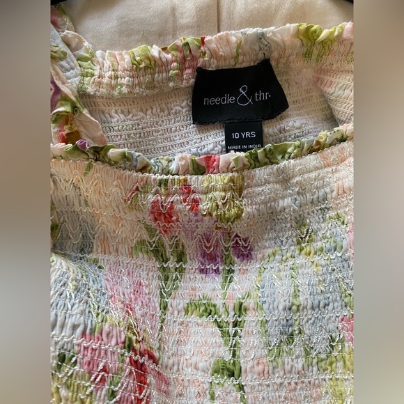 NEEDLE & THREAD Iris Bloom Cotton Smocked Kids Dress. - Picture 12 of 14